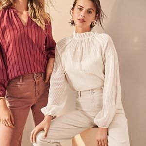 NWT Ann Taylor Sheer Mock Neck Top